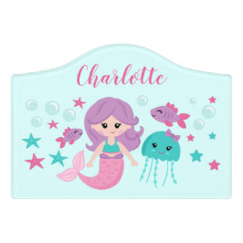 Niedlich Mermaid Personalisiert Girl Türschild