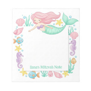 Niedlich Mermaid Personalisiert Mitzvah Notepad Notizblock
