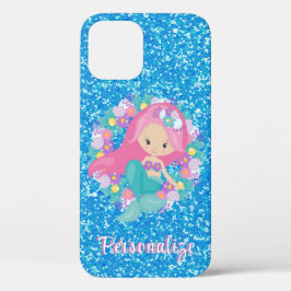 Niedlich Mermaid Pink Blue Glitzer Personalisieren Case-Mate iPhone Hülle