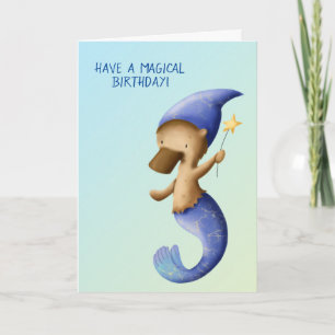 Niedlich Mermaid Platypus Geburtstag Karte