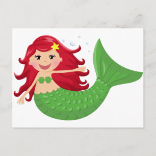 Niedlich Mermaid Postkarte