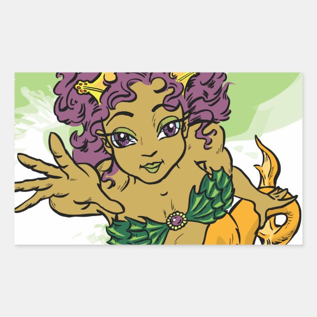 Niedlich Mermaid Rechteckiger Aufkleber (Vorderseite)