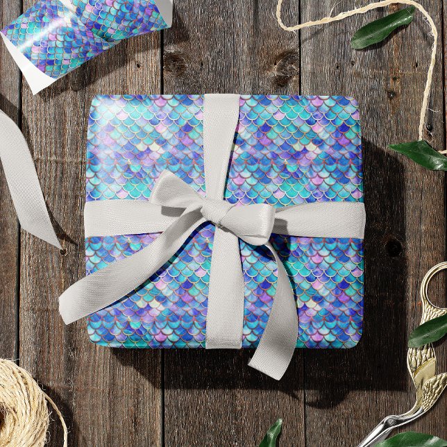 Niedlich Mermaid Scales Pattern Girls Birthday v2 Geschenkpapier (Von Creator hochgeladen)