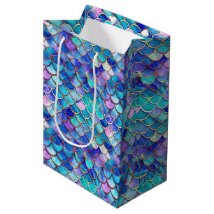 Niedlich Mermaid Scales Pattern Girls Birthday v2 Mittlere Geschenktüte