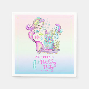 Niedlich Mermaid Sea Girl's 1st Birthday Party Serviette