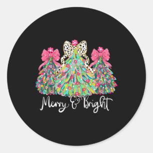 Niedlich Merry &amp; helles Coquette Pink Christma Runder Aufkleber