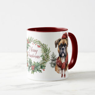Niedlich Merry Boxer Dog Weihnachtsfeier Tasse