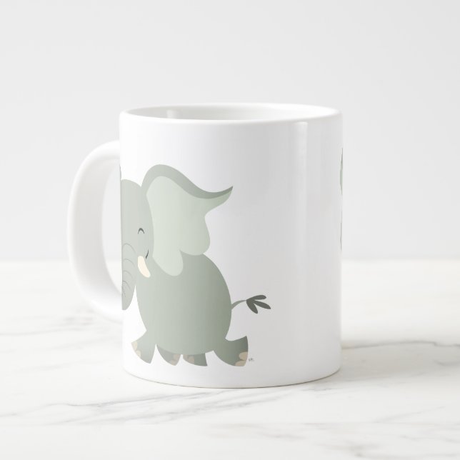Niedlich Merry Cartoon Elephant Jumbo Tasse (Vorderseite Links)