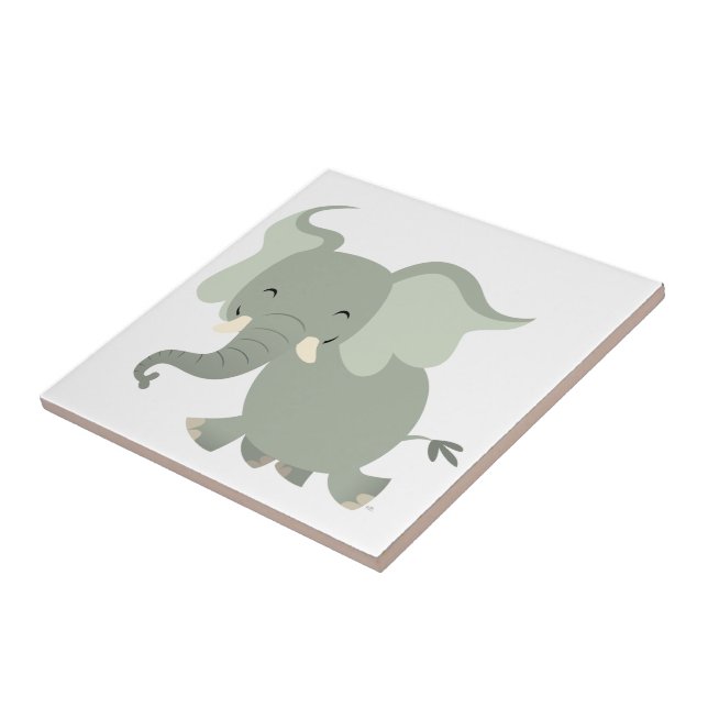 Niedlich Merry Cartoon Elephant Tile Fliese (Seite)