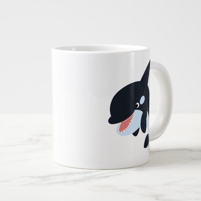 Niedlich Merry Cartoon Killer Whale Jumbo Tasse (Vorderseite Rechts)