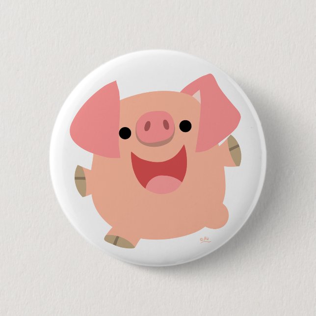 Niedlich Merry Cartoon Pig Button Abzeichen (Vorderseite)