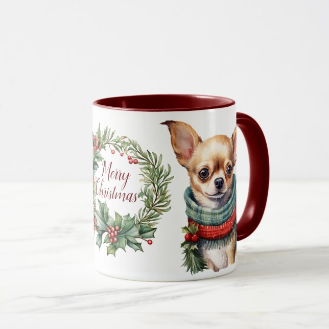 Niedlich Merry Chihuahua Dog Weihnachtszeit Tasse (VorderseiteRechts)
