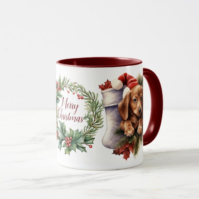 Niedlich Merry Dackel Hund Weihnachten Tasse (VorderseiteRechts)