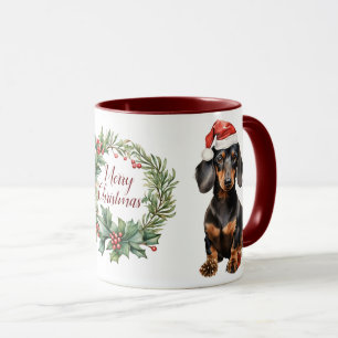 Niedlich Merry Dackel Hund Weihnachten Tasse
