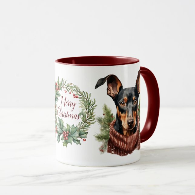 Niedlich Merry Doberman Pinscher Dog Weihnachtswei Tasse (VorderseiteRechts)