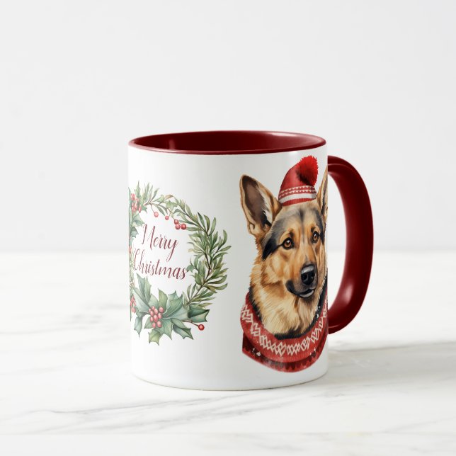 Niedlich Merry German Shepherd Dog Weihnachtszeit  Tasse (VorderseiteRechts)