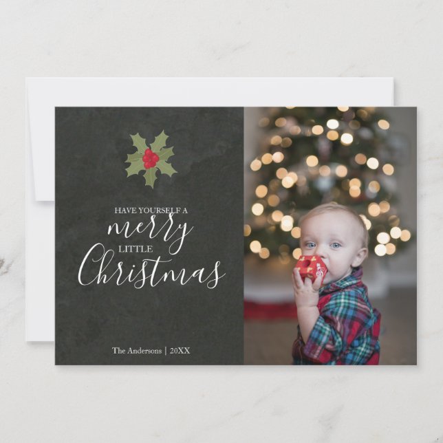Niedlich Merry Little Christmas Holly Foto (Vorderseite)