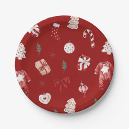 Niedlich Merry Little Red Winter Weihnachtsdusche Pappteller