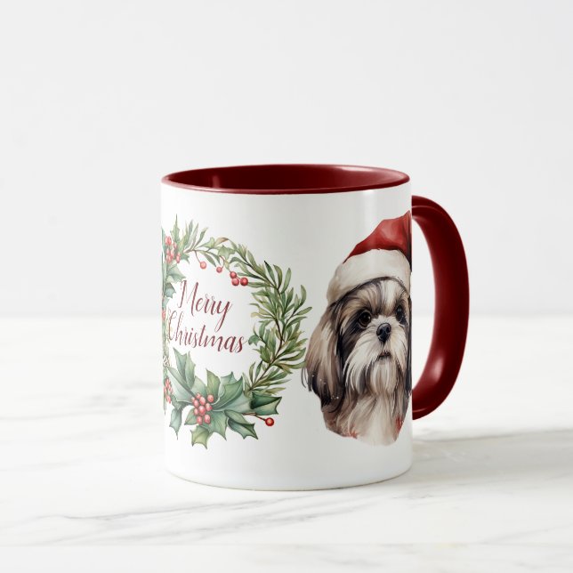 Niedlich Merry Shih tzu Dog Weihnachtszeit Tasse (VorderseiteRechts)