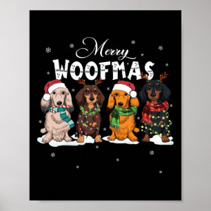 Niedlich Merry Woofmas Dackel Weihnachts-Hund Rein Poster