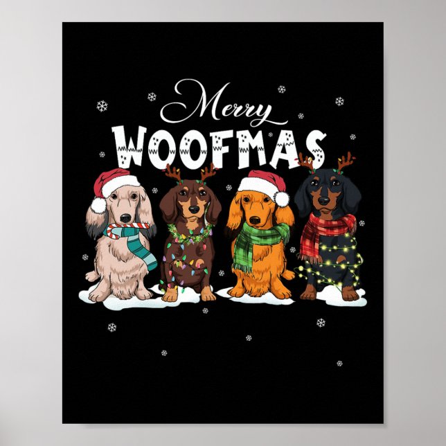Niedlich Merry Woofmas Dackel Weihnachts-Hund Rein Poster (Vorne)