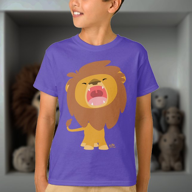Niedlich Mighty Roaring Lion Cartoon Children T -  T-Shirt (Von Creator hochgeladen)
