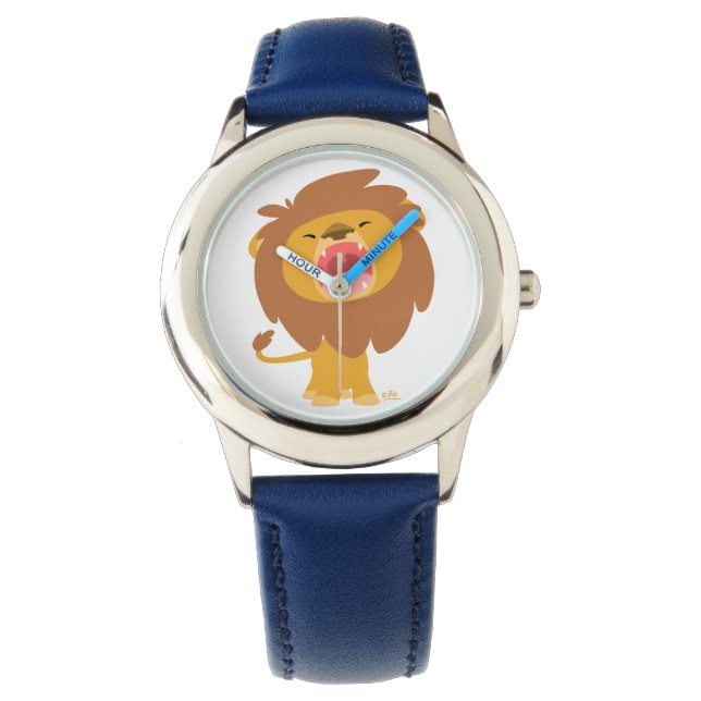 Niedlich Mighty Roaring Lion Cartoons Watch Armbanduhr (Vorderseite)