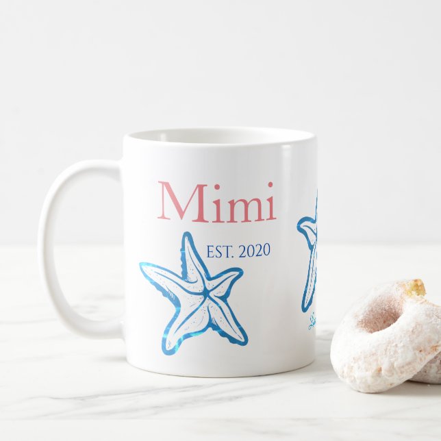 Niedlich Mimi Blue Starfish Beachy Kaffeemaschine  Kaffeetasse (Mit Donut)