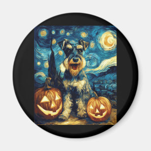 Niedlich Miniatur Schnauzer Hund Halloween Jack O Magnet