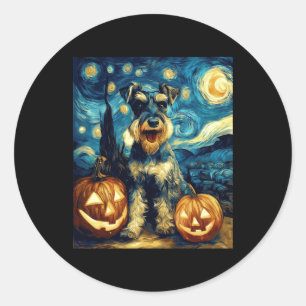 Niedlich Miniatur Schnauzer Hund Halloween Jack O  Runder Aufkleber