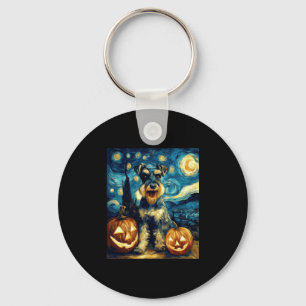 Niedlich Miniatur Schnauzer Hund Halloween Jack O Schlüsselanhänger