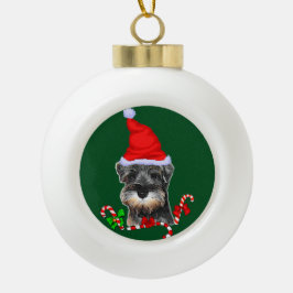 Niedlich Miniatur Schnauzer Weihnachten Keramik Kugel-Ornament