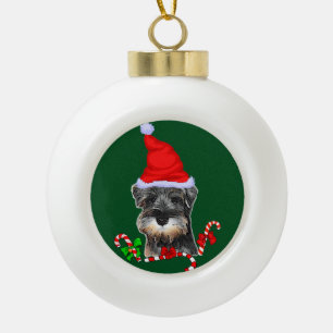 Niedlich Miniatur Schnauzer Weihnachten Keramik Kugel-Ornament