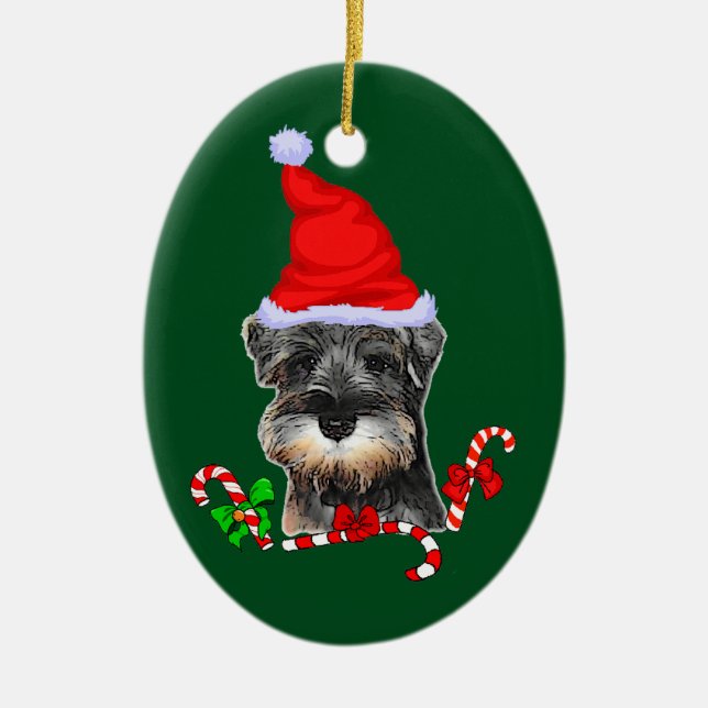 Niedlich Miniatur Schnauzer Weihnachten Keramik Ornament (Vorne)