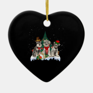 Niedlich Miniatur Schnauzer Weihnachtshund Keramik Ornament