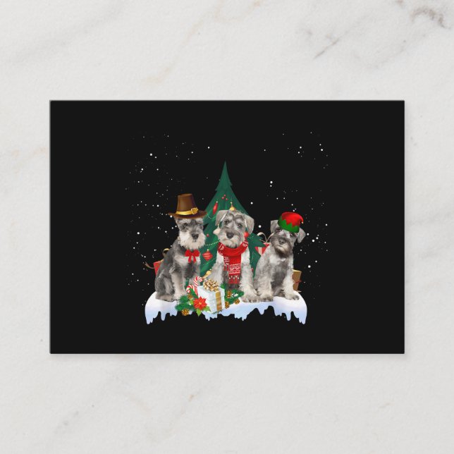 Niedlich Miniatur Schnauzer Weihnachtshund Visitenkarte (Vorderseite)