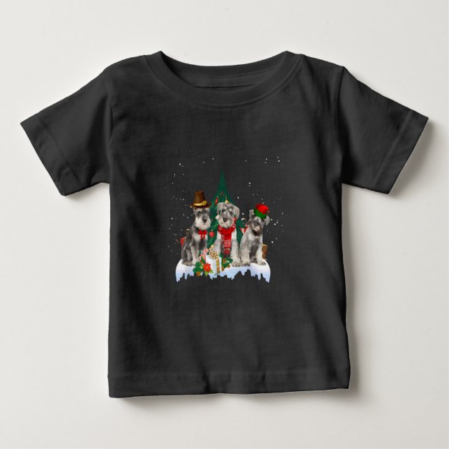 Niedlich Miniatur Schnauzer Weihnachtshunde T-Shir Baby T-shirt (Vorderseite)