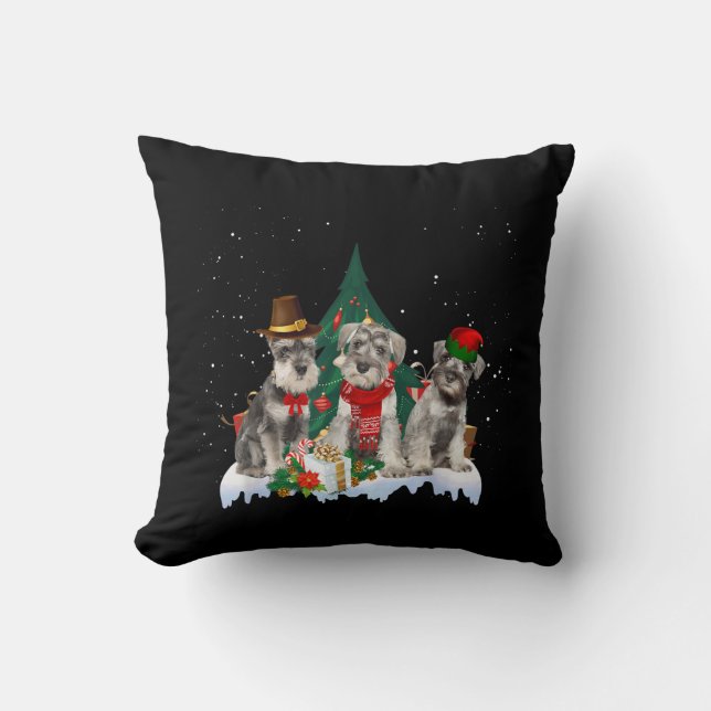 Niedlich Miniatur Schnauzer Weihnachtshunde T-Shir Kissen (Vorderseite)