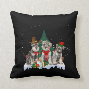 Niedlich Miniatur Schnauzer Weihnachtshunde T-Shir Kissen