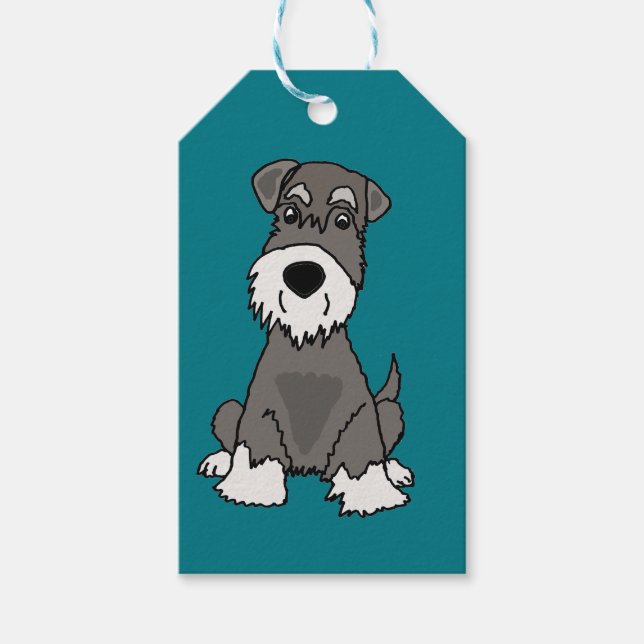 Niedlich Miniatur Schnauzer Welpen Hunde Kunst Geschenkanhänger (Vorderseite)