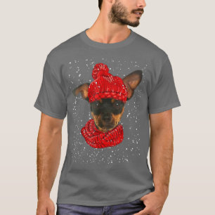 Niedlich Miniature Pinscher Dog Xmas Hat Scarf Mer T-Shirt