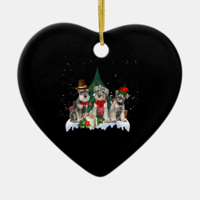 Niedlich Miniature Schnauzer Weihnachtshund Keramik Ornament (Vorne)
