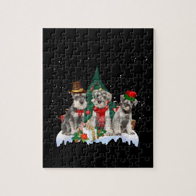 Niedlich Miniature Schnauzer Weihnachtshund Puzzle (Vertikal)