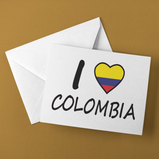 Niedlich-Minimal-I-Liebe Kolumbien-Flagge Postkarte (Cute Minimal I love Colombia Colombian Flag Postcard)
