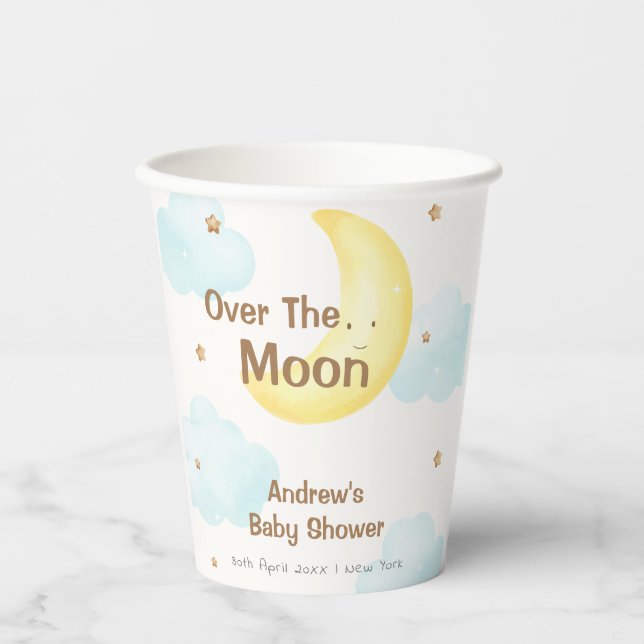 Niedlich Minimalistisch über der Mond-Babydusche Pappbecher (Vorderseite)