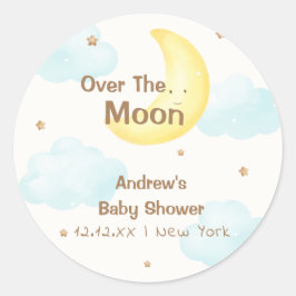 Niedlich Minimalistisch über der Mond-Babydusche Runder Aufkleber