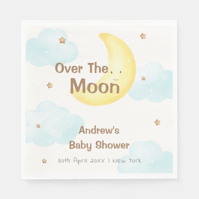 Niedlich Minimalistisch über der Mond-Babydusche Serviette (Vorderseite)