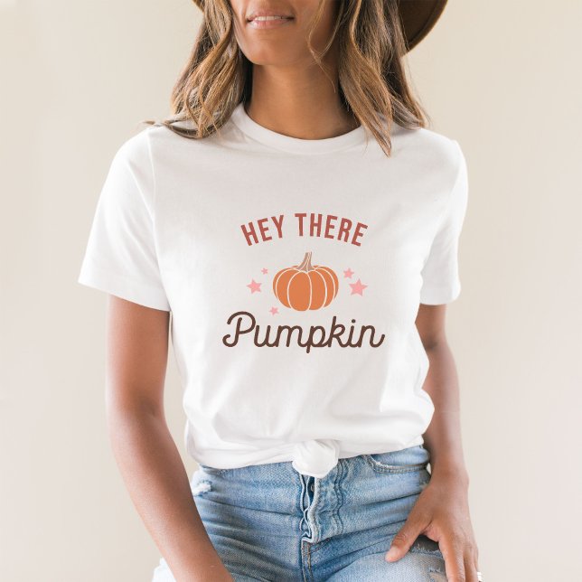 Niedlich Minimalistischer Hey Da Pumpkin T - Shirt (Von Creator hochgeladen)