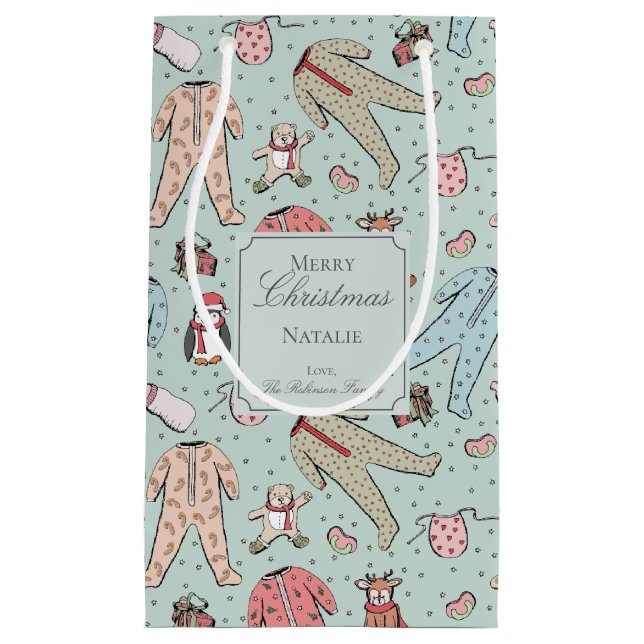 Niedlich Mint Green Baby Girl Custom Kleine Geschenktüte (Vorderseite)