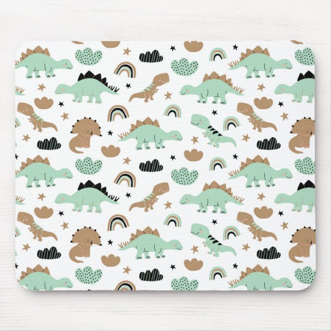 Niedlich Minze Green Dinosaur Muster Mousepad (Vorne)
